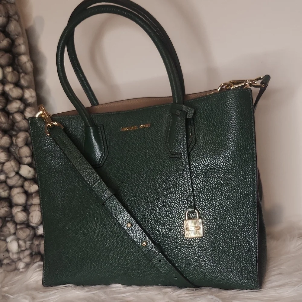Michael Kors Dark Green Tote Bag - Picture 3 of 13